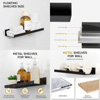 Floating Metal Wall Shelves Picture Ledge W/Lip, Set of 5 Heavy Duty Modern Farmhouse Rustic Designed Shelf (15in Black)