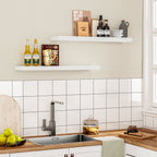 Jouetondream 31X7 2PCS Floating Shelves, Wood Floating Shelves for Wall, Storage Shelves for Living Room Bedroom Kitchen Bathroom,White