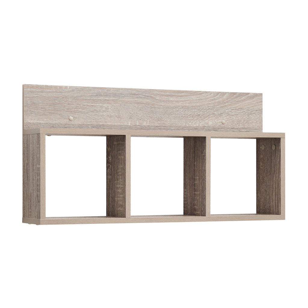 Danya B. Modern 3 Cube Floating Wall Shelf with Display Ledge - Easy to Hang Wall Mounted Triple Cubby Shelf - Oak