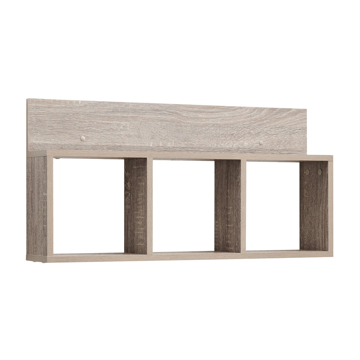 Danya B. Modern 3 Cube Floating Wall Shelf with Display Ledge - Easy to Hang Wall Mounted Triple Cubby Shelf - Oak