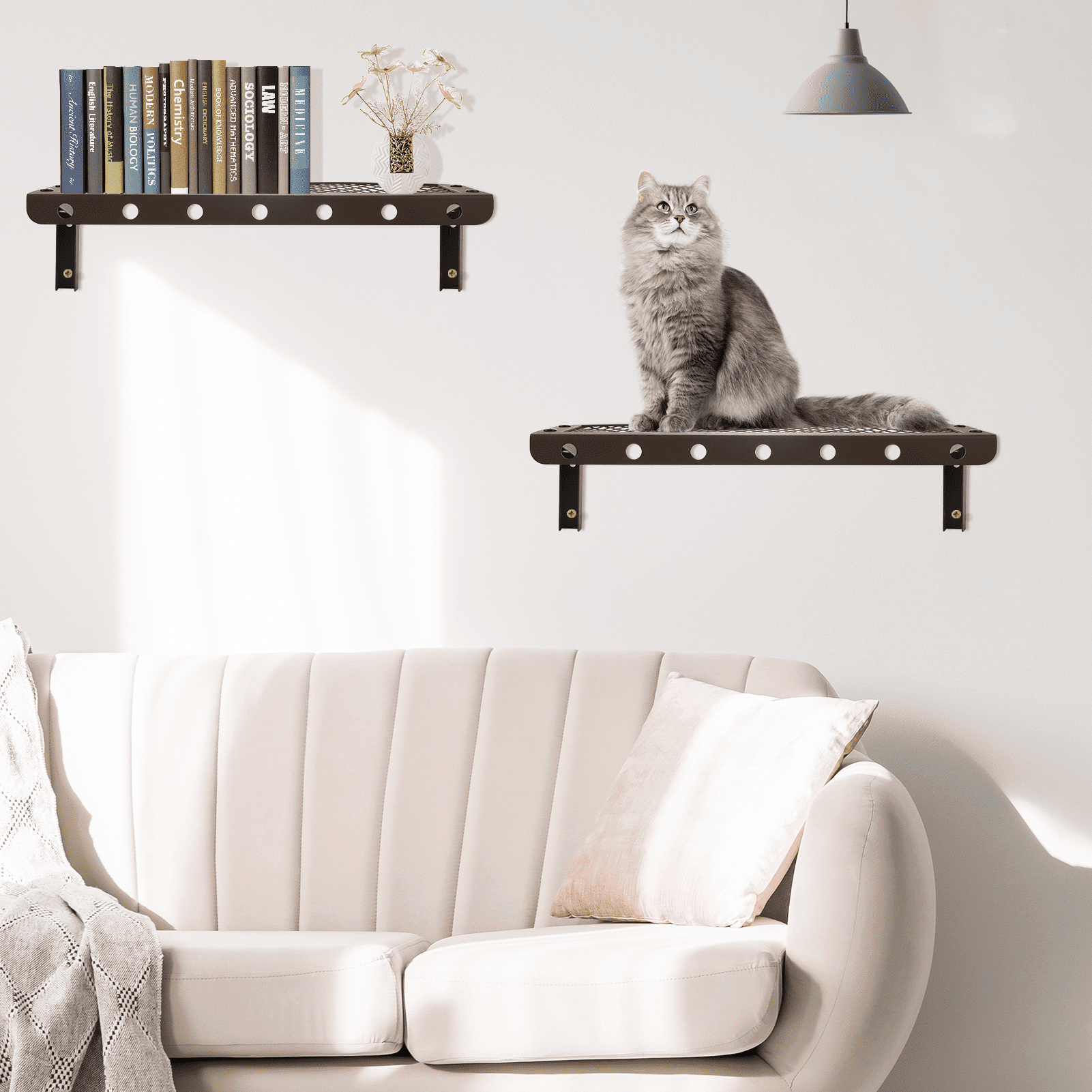 Sedesbon 10” x 24” Brown Floating Shelf -Tier Metal Floating Shelves (2 Count)