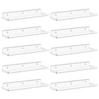Lifewit Floating Shelves, 10 Pack Clear Acrylic Shelf 15" Room Decor for Bookcase/Vinyl Record Display/Photo/Picture in Bedroom, Living Room, Bathroom, Kitchen Storage and Organization
