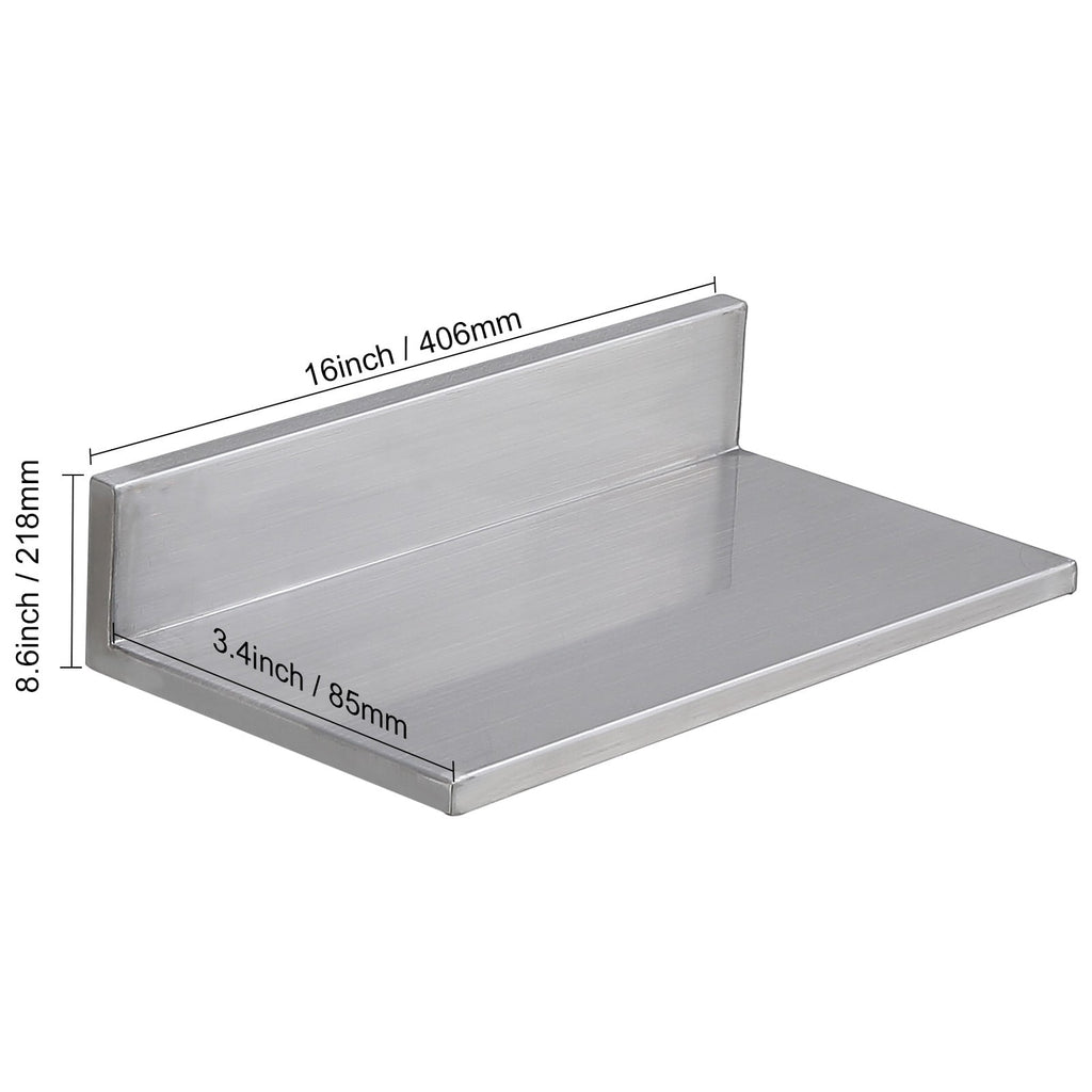 VEVOR 2PCS 16" x 8.6" Wall Mounted Stainless Steel Shelf,44 lbs Load Capacity Wall Mount Floating Shelving for Restaurant, Kitchen, Bar, Home, and Hotel