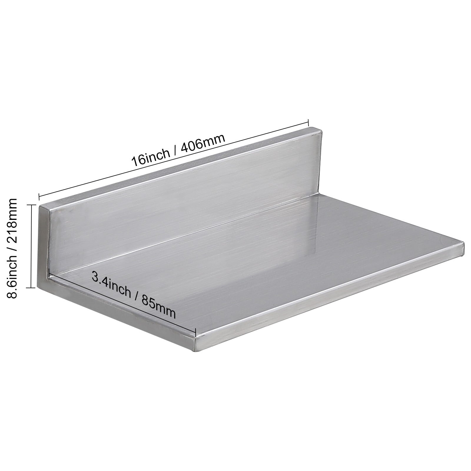 VEVOR 2PCS 16" x 8.6" Wall Mounted Stainless Steel Shelf,44 lbs Load Capacity Wall Mount Floating Shelving for Restaurant, Kitchen, Bar, Home, and Hotel