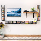 Set of 5 Video Game Rack,Wall Mount CD DVD Storage Shelf, 34 Inch Media Storage Rack Metal Floating Shelf Black,CD Rack