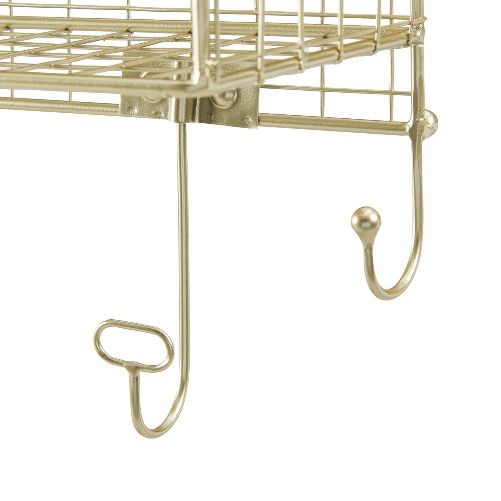 Linon Four Cubby Metal Wall Shelf in Gold