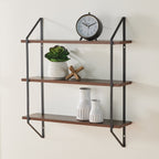 (4 pack) Better Homes & Gardens 3-Tier 20 in Wall Shelf with Brackets, Walnut