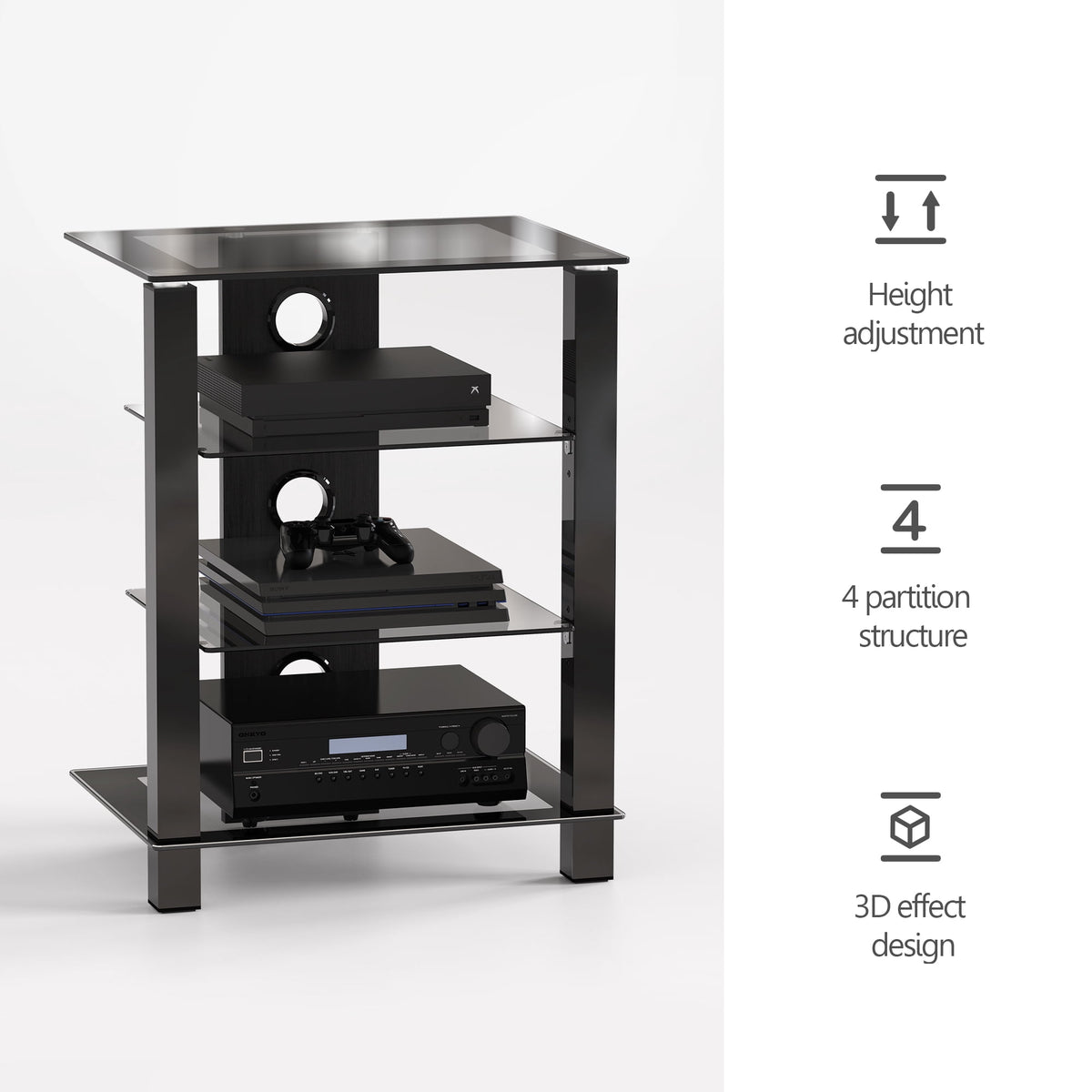 FITUEYES Metal Floating Shelves, 23.6" x 17.9", Black