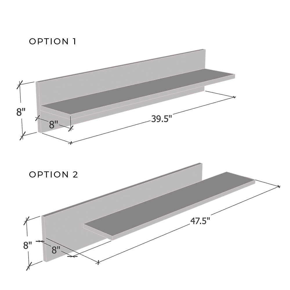 Fly Type-MX Wall Mounted Floating 2 Piece Shelf Set