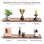 Sorbus Extra Long Floating Shelves – Set of 3 Wall-Mounted Shelves (48"x9") for Bedroom, Kitchen, Living Room, Bathroom – Mahogany Farmhouse Décor