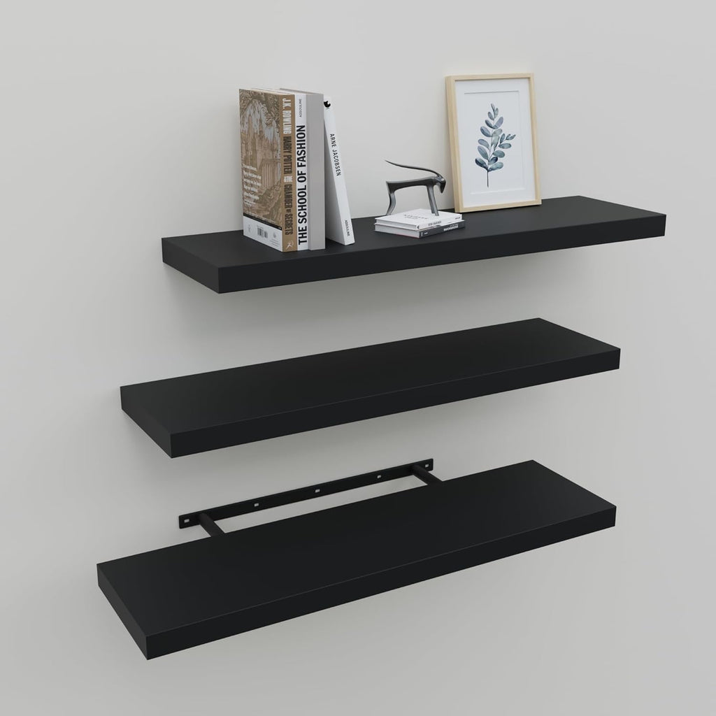 Floating Shelves for Wall Set of 3, 36" White Wall Shelves for Home Decor, Frame Display White Floating Shelf for Living Room, Bedroom, Bathroom, Kitchen