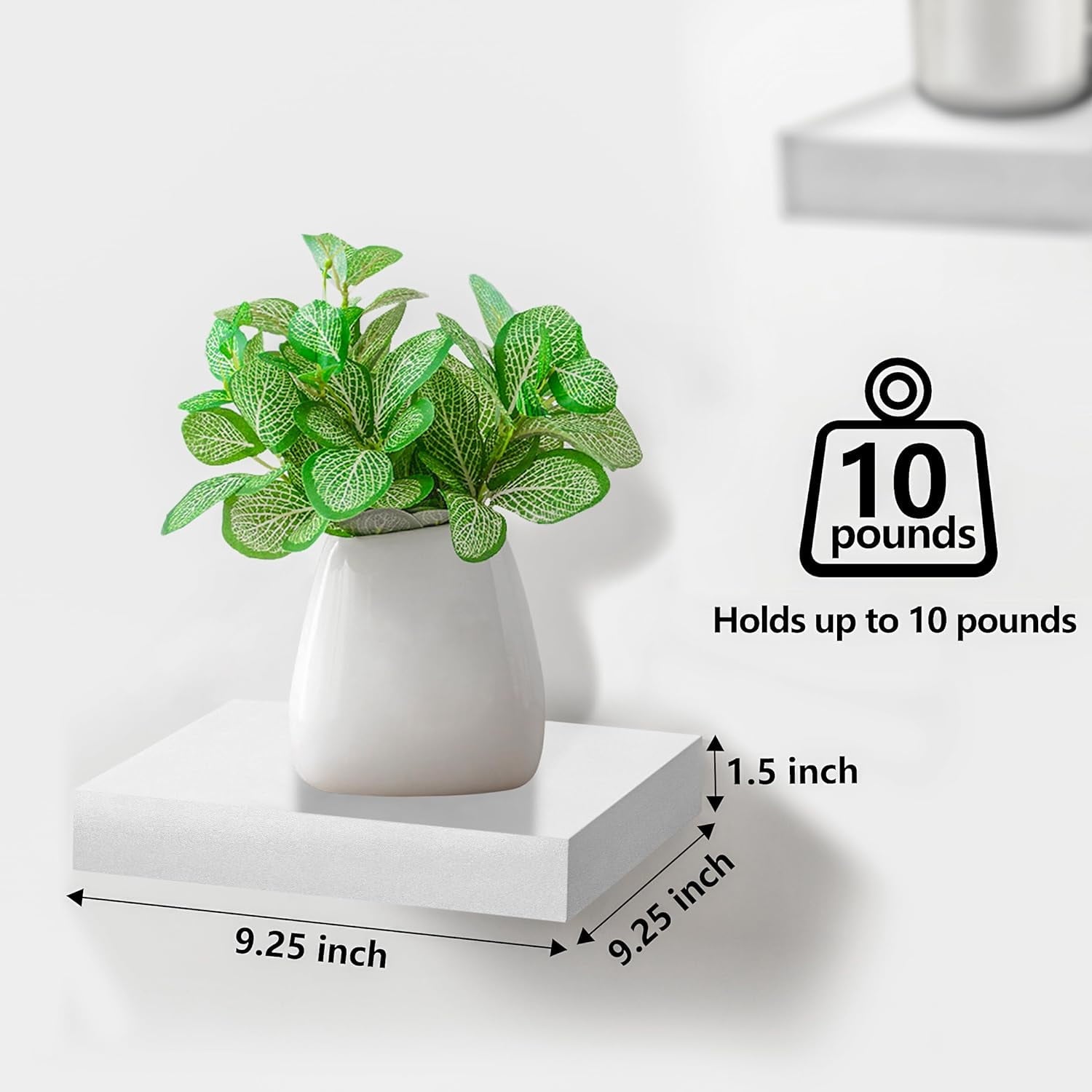 Sorbus Square Floating Shelf for Wall - 3 Small Shelves with Invisible Mounting Brackets for Living Room Decor, Bedroom, Bathroom Decor, Home & Kitchen - 9" Wall Shelf to Display Photos Trophies