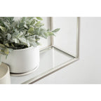 Kate and Laurel Ciel Modern Glam Wide Two-Tier Wall Shelf, 24 x 20, Silver, Tiered Bathroom Shelves for Over the Toilet Storage or Bedroom Makeup Organizer