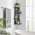 Danya B. Alvar Corner 4-Tier Floating Ledge Column Wall Shelf - Black