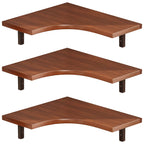 Floating Corner Shelf Wall Mounted, 3-Tier Storage Shelf for Living Room, Bedroom, Kitchen, Black Metal Brackets, Rustic Wood, Easy Install for Space Saving