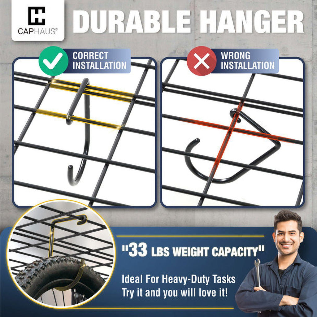 CAPHAUS Garage Wall Shelving 1.5ft x 6ft, 18-Inch-Depth by 72-Inch-Width, Wall Mounted Garage Shelves with 4 Bike Hooks, Heavy Duty Wall Organizer Shelf for Garage Wall Storage System, Black or White