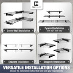 CAPHAUS Garage Wall Shelving 1.5ft x 6ft, 18-Inch-Depth by 72-Inch-Width, Wall Mounted Garage Shelves with 4 Bike Hooks, Heavy Duty Wall Organizer Shelf for Garage Wall Storage System, Black or White