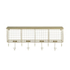 Linon Four Cubby Metal Wall Shelf in Gold