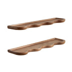 Kate and Laurel Alezar Modern Scalloped Mango Wood Floating Shelves, Set of 2, 24 x 6, Walnut Brown, Functional Wavy Bathroom and Kitchen Shelves for Storage and Display