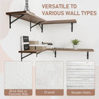 Kaboon 36 inch Long 10 inch Deep Floating Shelves for Wall Set of 2, Large Open Shelves Wall Mounted, Space Saving Home and Commercial Use, Dark Walnut