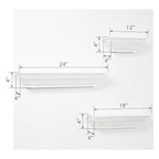 Gallery Solutions Traditional Distressed White 3 Piece Floating Ledge Shelf Set