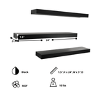 KG Stockholm Maine Floating Wall Shelf - Black, 24", Pack of 3