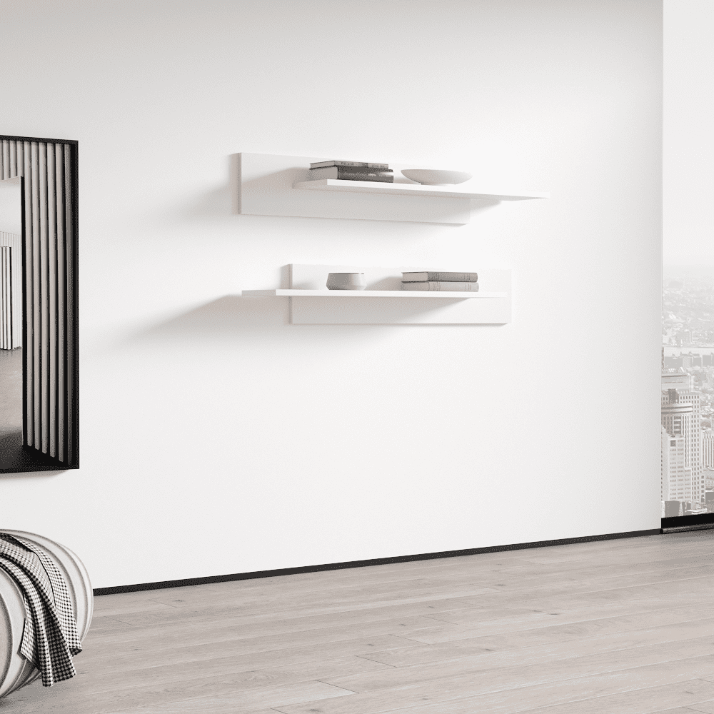 Fly Modular Wall Mounted Floating Shelf (Type-MX) White