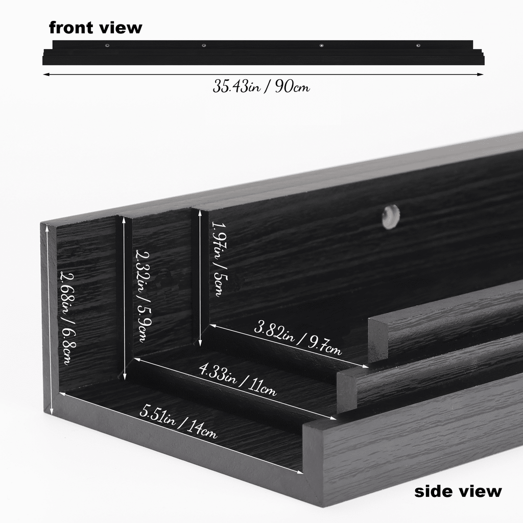 Giftgarden 36 inch Floating Shelves Set of 3, Wall Mounted Picture Ledge Shelf for Home, Office, Bedroom, Living Room, Kitchen Decor, Black