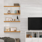 Sorbus Wood Floating Shelves for Wall - 16” Solid Wood Wall Shelves for Bathroom Decor, Books, Bedroom & Living Room - Set of 2 Wall Mounted Kitchen Shelves - Durable 100% Premium Solid Pine