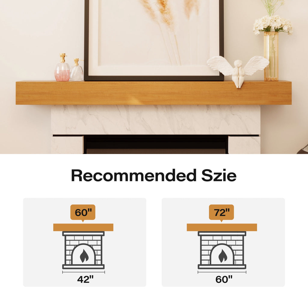 LAUSAINT HOME 60 Inch Floating Fireplace Mantel Lausaint Home Wall Shelf with Hidden Brackets