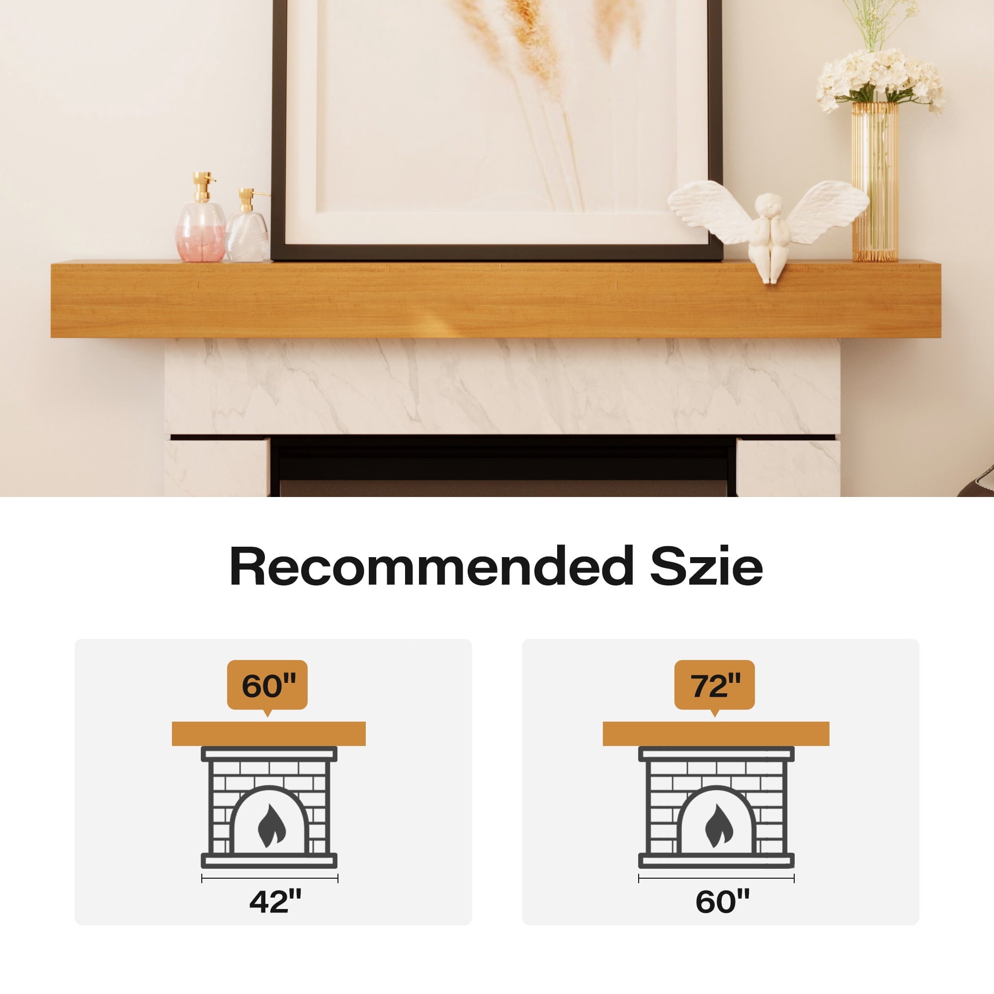 LAUSAINT HOME 60 Inch Floating Fireplace Mantel Lausaint Home Wall Shelf with Hidden Brackets