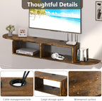Floating TV Stand, 55" Floating TV Shelf with Storage, Floating Entertainment Center Wall Shelf for Living Room, Floating Shelf for Under TV, Bedroom, Walnu