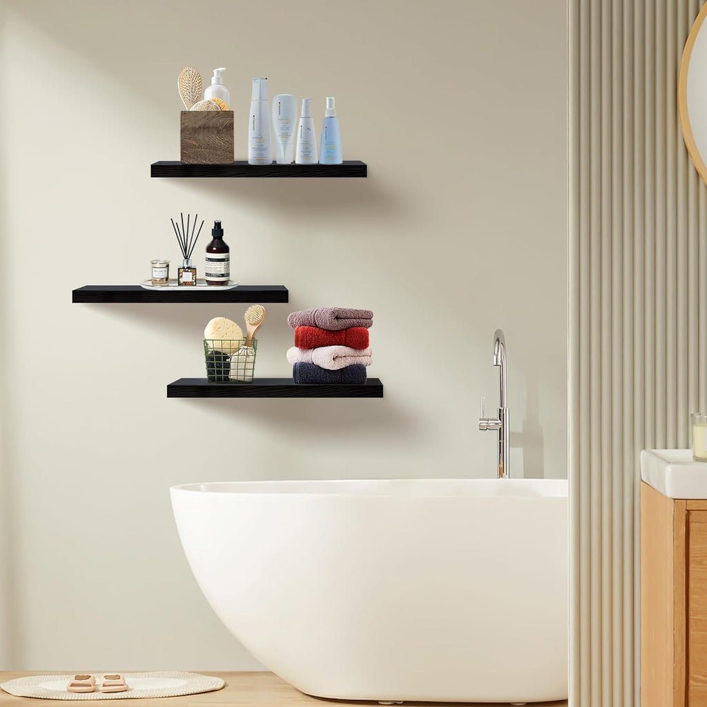 Floating Shelves for Wall Set of 3, 36" White Wall Shelves for Home Decor, Frame Display White Floating Shelf for Living Room, Bedroom, Bathroom, Kitchen