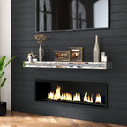 SHYFOY 48" Fireplace Mantel Mirrored Floating Shelf with Faux Diamond Inlay Accent Shelf for Wall Decor