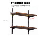 Mifurn 2-Tier Floating Shelves for Wall, 18.9" Adjustable Wall Track Wood Shelves, Rustic Brown