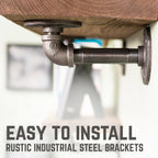 36 in. x 7.5 in. x 6.75 in. Autumn Brown Restore Wood Wall Shelving with Industrial Steel Pipe L- Brackets