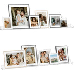 48 Inches Invisible Wall Floating Bookshelf for Kids and Nursery, Clear Acrylic Shelves for Figures, 16 Inch Stud Spacing Long Large Picture Ledge Shelf for Photo Frames, 2 Pack (5MM Thick)
