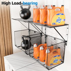 2 Pack Laundry Room Shelves Organization and Storage,Wall Mounted Clothes Drying Rack with Wire Mesh Basket Over Washer and Dryer, (Black, 2 Pack)