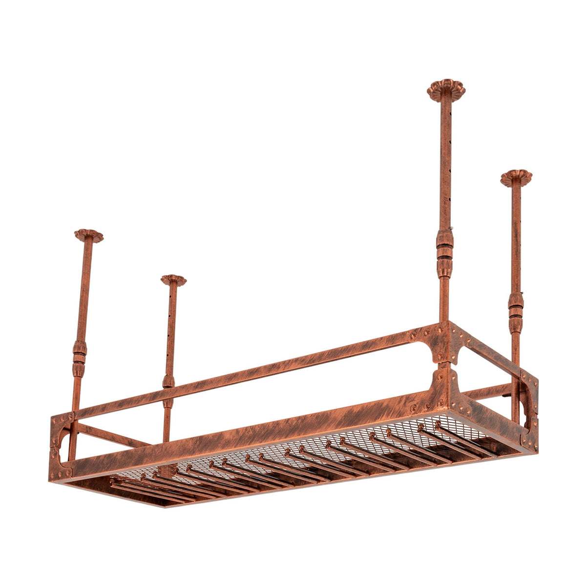 ToppiJoy Industrial Vintage Bar Floating Shelf, Ceiling Mounted Hanging Wine Bottle Holder, Shelf Champagne Glass Rack, for Bar Home (Bronze)