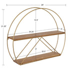 Kate and Laurel C-Shape Floating Shelves, 5.12" x 25.98", Brown