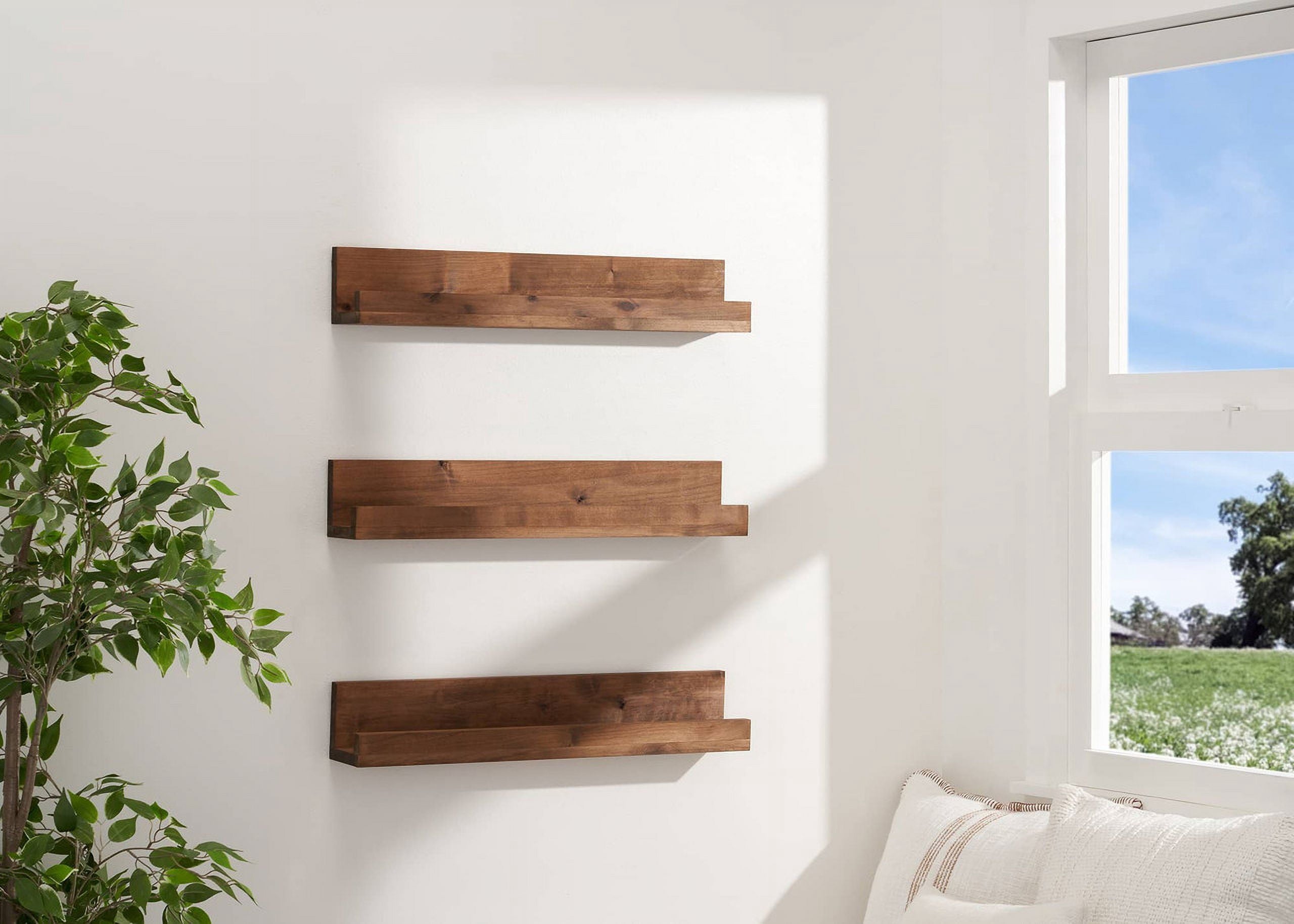 DRAKESTONE Floating Book and Display Shelf (3-Pack) - Walnut