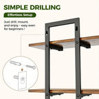 MEHOOM 2-Pack 2-Tier Floating Shelves for Wall, 15" Wall-Mounted Plant Shelves with Heavy-Duty Metal Frame, Rustic Brown Storage Shelves for Living Room, Bedroom, Bathroom and Kitchen