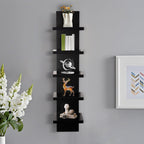 5 Tier Wall Shelf Unit, Black Wall Shelf, Multifunctional Display Floating Shelf, Bedroom and Home Decor Organizer