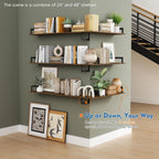 Floating Book Shelves for Wall 3-Pack, 24 Inch Long Wall Mount Bookshelf for Bedroom, Rustic Farmhouse Wood Hanging Bookshelves for Living Room Office Books Plants (Dark Brown)
