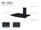Mount-It! Floating Wall Mounted Shelf Bracket Stand 1 Shelf Tinted Tempered Glass Black