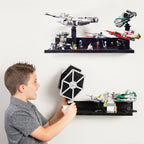 Brickmaster Displays - XL Shelves Floating Shelves for Building Block Display - Compatible as a Lego Display Shelf - Floating Shelves for Wall - Works with Major Building Blocks - Black, 2-Pack