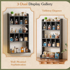 Olakee Wall Mount Perfume Organizer & Large Cologne Display Case, Wood, Black