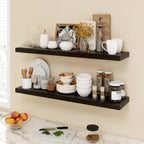 40 Inch Floating Shelves, 9.3" Deep Floating Shelf Wall Mounted, 40" Wall Shelves, Rustic Deep Bookshelf, Large Display Shelves & Storage Shelves for Bedroom, Living Room, Brown, Set of 2