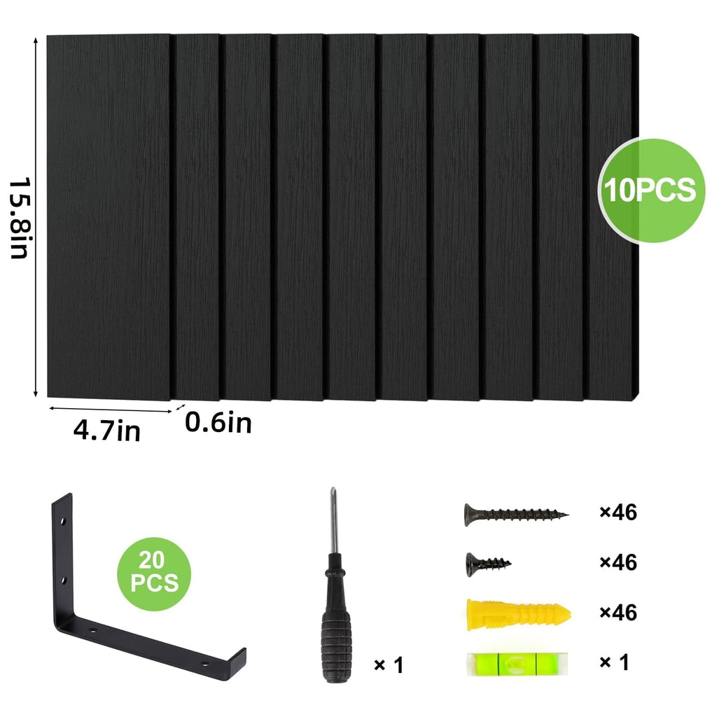 Fairy 10pcs Floating Shelves, Width 4.7 inches Wall Shelves, Home Wood Shelf Wall Mounted, Black