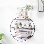 LUVODI 3 Tiers Round Wall Mounted Floating Shelf Wood Rustic for Bathroom Bedroom Living Room Decor